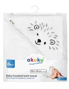 Akuku Prosop cu gluga pentru bebelusi Arici Alb 100x100 cmrealizat din bumbac moale de inalta calitateabsoarbe umezealacu agatatoare cuierrecomandat de la nastere