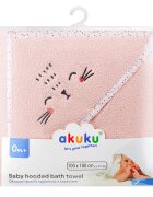 Akuku Prosop cu gluga pentru bebelusi Stars Roz100x100 cmrealizat din bumbac moale de inalta calitateabsoarbe umezealacu agatatoare cuierrecomandat de la nastere
