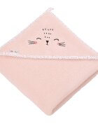 Akuku Prosop cu gluga pentru bebelusi Stars Roz100x100 cmrealizat din bumbac moale de inalta calitateabsoarbe umezealacu agatatoare cuierrecomandat de la nastere