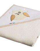 Akuku Prosop de baie cu gluga 100 cm bumbac Bufnita Bej