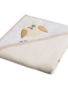Akuku Prosop de baie cu gluga 80x80 cm din bumbac Bufnita bej