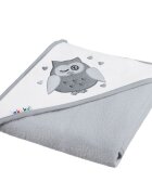 Akuku Prosop de baie cu gluga 80x80 cm din bumbac Bufnita gri