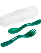 Akuku Set 2 tacamuri Verde in cutiuta transparenta de depozitaremateriale sigure fara BPAforme rotunjite sigure pentru gingiile copiilorpotrivit in calatorii si acasa