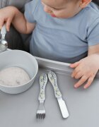 Akuku Set 3 tacamuri din inox pentru copii contine furculitacutit si lingurarecomandat copiilor peste 9 lunimaterialotel inoxidabil de inalta calitatefara BPA