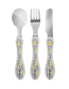 Akuku Set 3 tacamuri din inox pentru copii contine furculitacutit si lingurarecomandat copiilor peste 9 lunimaterialotel inoxidabil de inalta calitatefara BPA