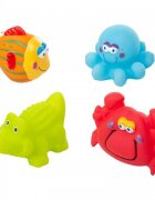 Akuku Set 4 jucarii de baie peste crocodil crab si caracatita forme rotunjite fabricate din materiale sigure nu contin bisfenol A