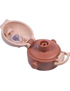 Akuku Sticla de apa pentru copii Cappuccino cu pai utilizare gradinitascoala sistem dublu de utilizare material tritan capacitate 480ml prevazuta cu maner si curea transport inchidere de siguranta