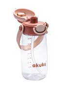Akuku Sticla de apa pentru copii Cappuccino cu pai utilizare gradinitascoala sistem dublu de utilizare material tritan capacitate 480ml prevazuta cu maner si curea transport inchidere de siguranta