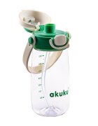Akuku Sticla de apa pentru copii Verde cu pai utilizare gradinitascoala sistem dublu de utilizare material tritan capacitate 480ml prevazuta cu maner si curea transport inchidere de siguranta