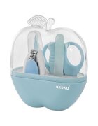 Akuku Trusa de manichiura pentru bebelusi si copii Apple Albastru in cutiuta depozitarefoarfeca cu varf rotunjiteunghiera cu limitator