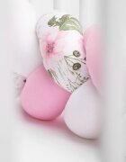 AMY Aparatoare laterala pat bumper impletit bumbac alb - roz - flori 340X21 cm
