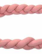 AMY Aparatoare laterala pat bumper impletit cu inchidere velcro bumbac tricot roz 180x21 cm