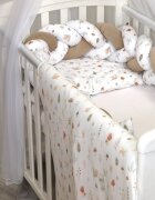AMY Aparatoare laterala pat bumper impletit inchidere velcro bumbac Comori din natura bej 180X21 cm