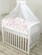 AMY Baldachin din tul funda din bumbac imprimeu lenjerie Inimioare roz 300x160 cm suport de prindere inclus 153h cm