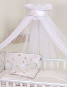 AMY Baldachin din tul pentru patut bebe Airy Beige 160 x 600 cm suport prindere inclus