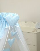 AMY Baldachin din tul pentru patut bebe Bear Heart Blue 160 x 600 cm suport de prindere inclus