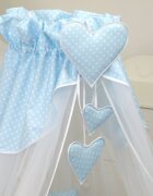 AMY Baldachin din tul pentru patut bebe Bear Heart Blue 160x600 cm