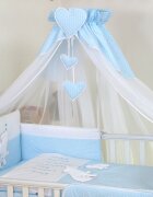 AMY Baldachin din tul pentru patut bebe Bear Heart Blue 160x600 cm