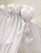AMY Baldachin din tul pentru patut bebe Bear Heart Grey 160x600 cm