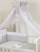 AMY Baldachin din tul pentru patut bebe Bear Heart Grey 160x600 cm