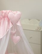 AMY Baldachin din tul pentru patut bebe Bear Heart Pink 160x600 cm