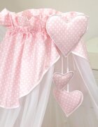AMY Baldachin din tul pentru patut bebe Bear Heart Roz 160 x 600 cm suport de prindere inclus
