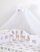 AMY Baldachin din tul pentru patut bebe Caprioara funda cu buline 160 x 300 cm