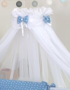 AMY Baldachin din tul pentru patut bebe Sky Bunny Blue 160 x 600 cm suport prindere inclus