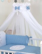AMY Baldachin din tul pentru patut bebe Sky Bunny Blue 160 x 600 cm suport prindere inclus