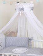 AMY Baldachin din tul pentru patut bebe Sky Bunny Grey 160 x 600 cm