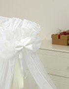 AMY Baldachin din tul pentru patut bebe Sweet Dreams White 160 x 600 cm suport prindere inclus