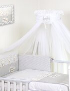 AMY Baldachin din tul pentru patut bebe Sweet Dreams White 160 x 600 cm suport prindere inclus