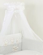 AMY Baldachin din tul pentru patut bebe Sweet Dreams White 160 x 600 cm suport prindere inclus