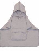 AMY Prosop 60x65 cm din bumbac muselina cu gluga si buzunar pentru bebelusi si copii Poncho gri