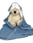 AMY Prosop de baie pentru bebelusi din bumbac cu gluga Fluffy Blue 75 x 75 cm