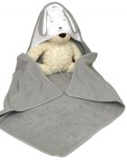 AMY Prosop de baie pentru bebelusi din bumbac cu gluga Fluffy Gri 75 x 75 cm