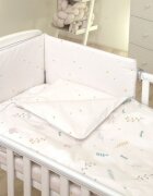 AMY Set lenjerie din bumbac cu protectie laterala fata dubla pentru pat bebelusi 120 x 60 cm Airy Beige