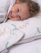 AMY Set lenjerie din bumbac cu protectie laterala fata dubla pentru pat bebelusi 120 x 60 cm Airy Beige