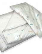 AMY Set lenjerie din bumbac cu protectie laterala fata dubla pentru pat bebelusi 120 x 60 cm Airy Beige