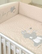AMY Set lenjerie din bumbac cu protectie laterala pentru pat 140x70cm Iepuras Bej