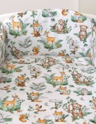 AMY Set lenjerie din bumbac cu protectie laterala pentru pat bebe 120 x 60 cm Animalute de padure