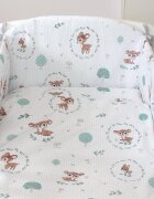 AMY Set lenjerie din bumbac cu protectie laterala pentru pat bebe 120 x 60 cm Caprioara mica