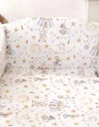 AMY Set lenjerie din bumbac cu protectie laterala pentru pat bebe 120 x 60 cm Circ Blue