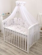 AMY Set lenjerie din bumbac cu protectie laterala pentru pat bebe 120 x 60 cm Circ Blue