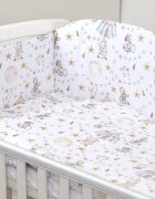 AMY Set lenjerie din bumbac cu protectie laterala pentru pat bebe 120 x 60 cm Circ Blue