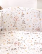 AMY Set lenjerie din bumbac cu protectie laterala pentru pat bebe 120 x 60 cm Circ roz