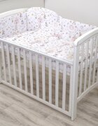 AMY Set lenjerie din bumbac cu protectie laterala pentru pat bebe 120 x 60 cm Circ roz