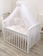 AMY Set lenjerie din bumbac cu protectie laterala pentru pat bebe 120 x 60 cm Circ roz