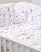 AMY Set lenjerie din bumbac cu protectie laterala pentru pat bebe 120 x 60 cm Circ roz