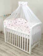 AMY Set lenjerie din bumbac cu protectie laterala pentru pat bebe 120 x 60 cm Inimioare